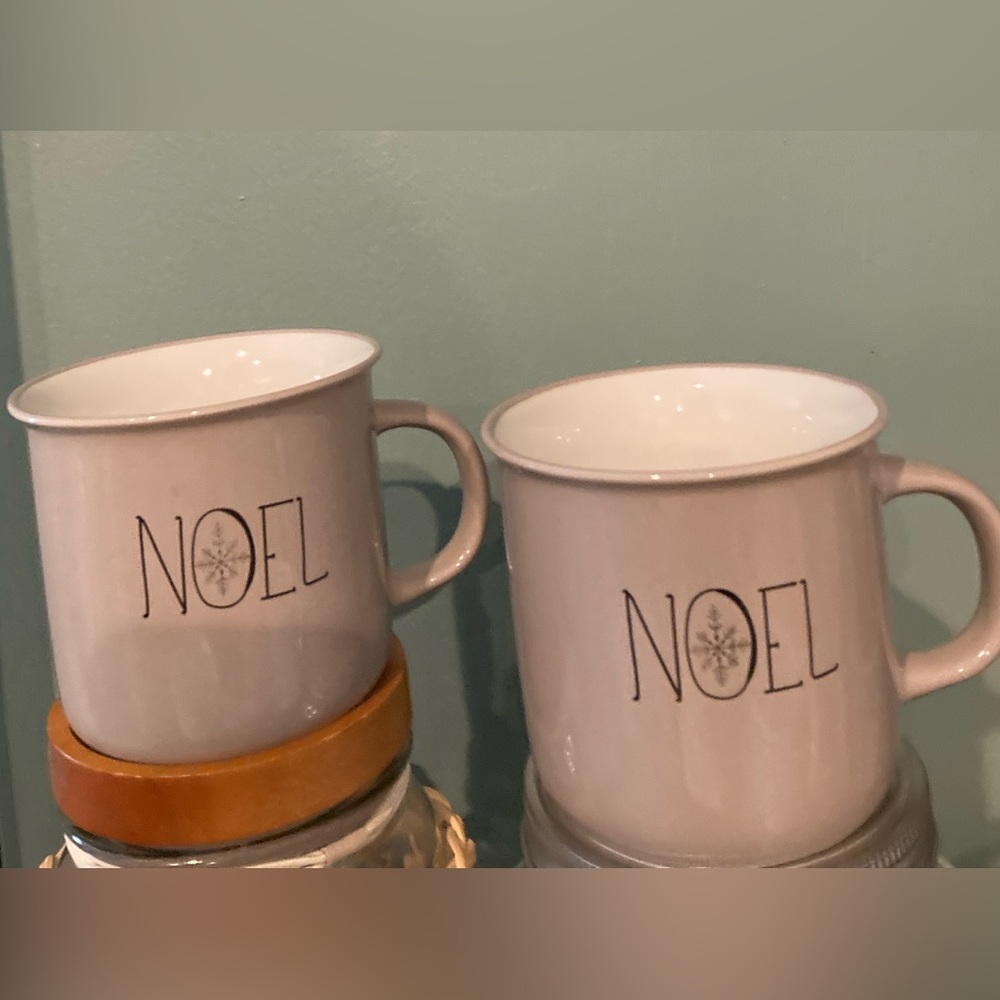 Sleigh Bell Bistro NOEL Snowflake coffee mug x 2